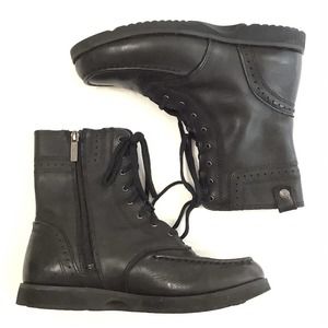 Harley-Davison Women’s Boots Black Leather 8.5 Zip Lace 5”